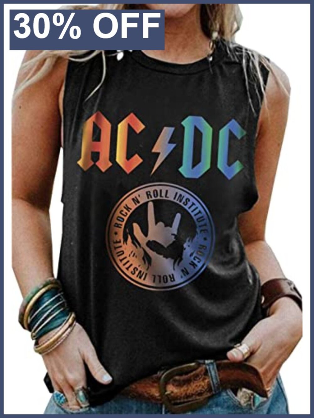Cotton Blend Sleeveless Graphic Tank Top Summer Rock Band Tee